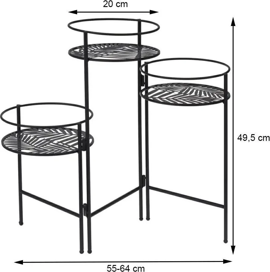 Atmosphera Gėlynas metalinis stovimas LAPAS, 3 gėlių pagrindai, 49 cm, juoda