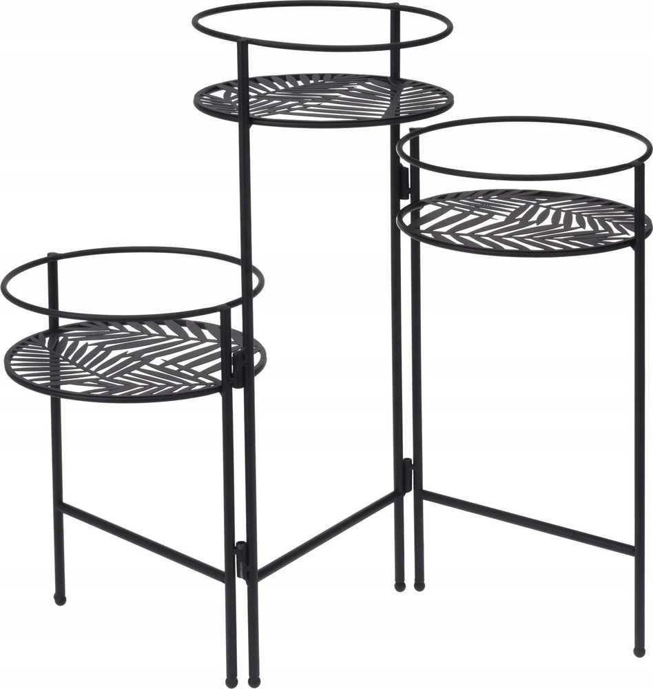 Atmosphera Gėlynas metalinis stovimas LAPAS, 3 gėlių pagrindai, 49 cm, juoda