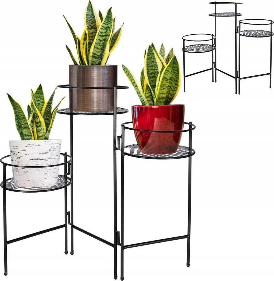 Atmosphera Gėlynas metalinis stovimas LAPAS, 3 gėlių pagrindai, 49 cm, juoda