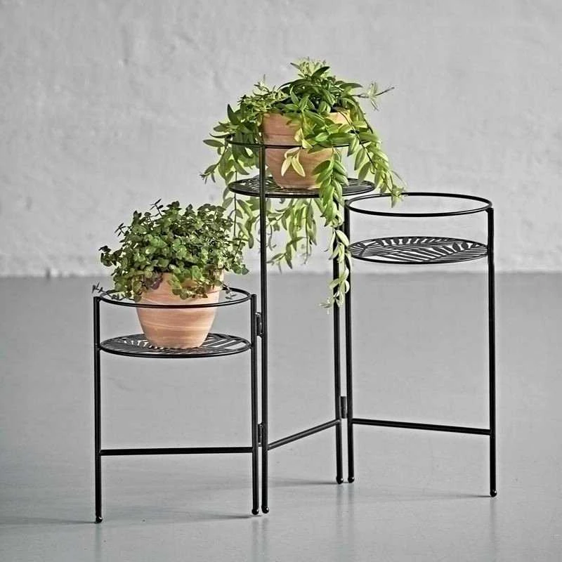 Atmosphera Gėlynas metalinis stovimas LAPAS, 3 gėlių pagrindai, 49 cm, juoda