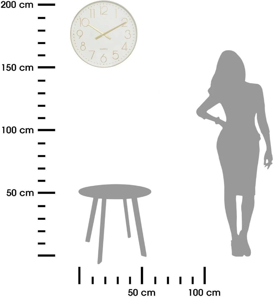 Atmosphera Round sieninis laikrodis LAURE, auksinis, Ø 51 cm