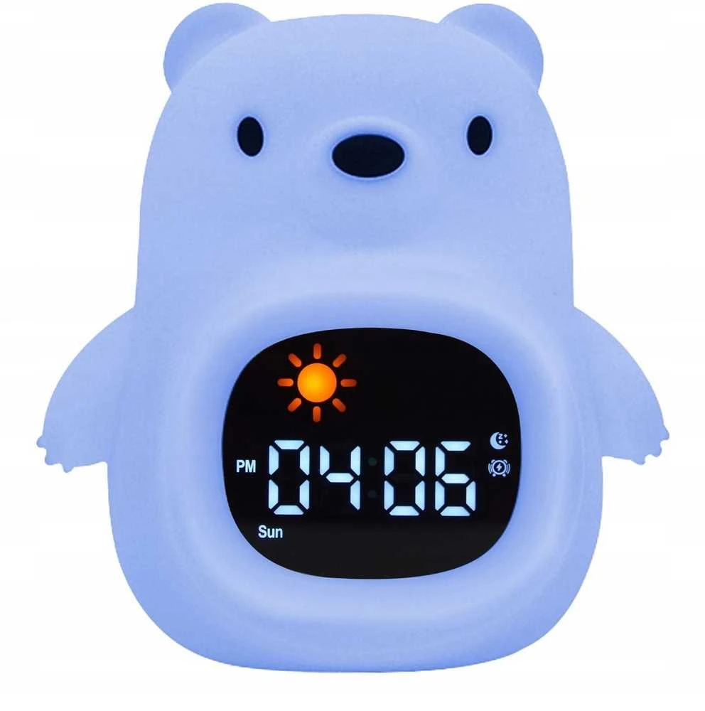 Atmosphera Lampka Nocna Silikon Laikrodis Meškiukas Žadintuvas Data Muzyka Oświetlenie RGB 1800mAh / JL822 / Meškiukas