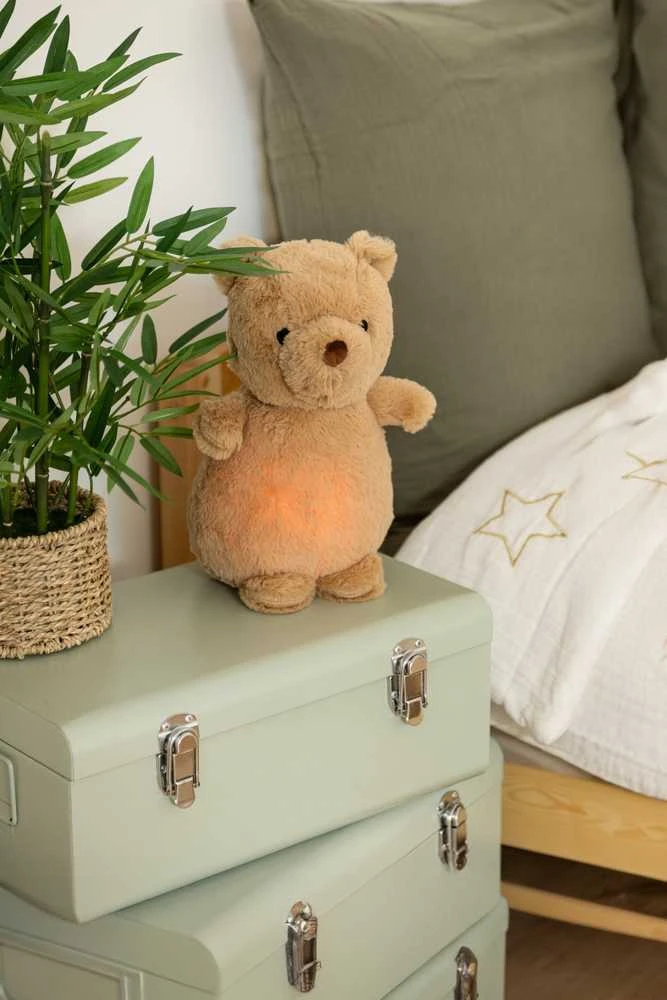 Atmosphera Bear Naktinė lemputė vaikams MARRON pliušinis meškiukas veikia baterijomis, aukštis 27 cm