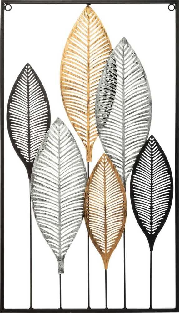 Atmosphera Sienų apdaila, Deco, metalo, juodos ir auksinės spalvos lapeliai, aukštis 65 cm x plotis 37 cm