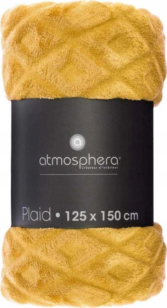 Atmosphera Minkšta antklodė, capa, lovatiesė, 3D pledas, geltona 125 x 150 cm