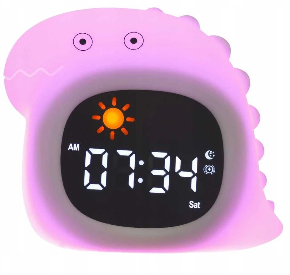 Atmosphera Lampka Nocna Silikon Laikrodis Žadintuvas Data Muzyka Oświetlenie RGB LED 1800mAh / JL-826 / Dinozaur