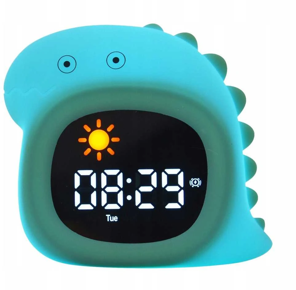 Atmosphera Lampka Nocna Silikon Laikrodis Žadintuvas Data Muzyka Oświetlenie RGB LED 1800mAh / JL-826 / Dinozaur
