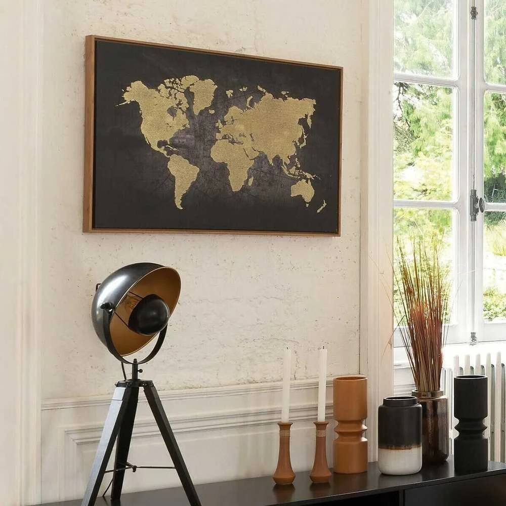 Atmosphera Frame Pasaulio žemėlapio pakabinamas sienų dekoras, drobės rėmas, 58 x 88 cm