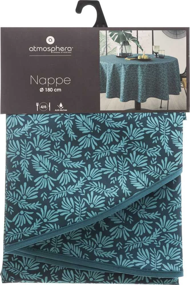 Atmosphera Apvali staltiesė, Ø 180 cm, jūrinė su lapų spauda