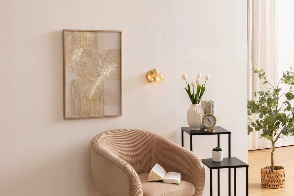 Atmosphera Lamp PILLA sieninis šviestuvas, auksas ir stiklas, Ø 10 cm