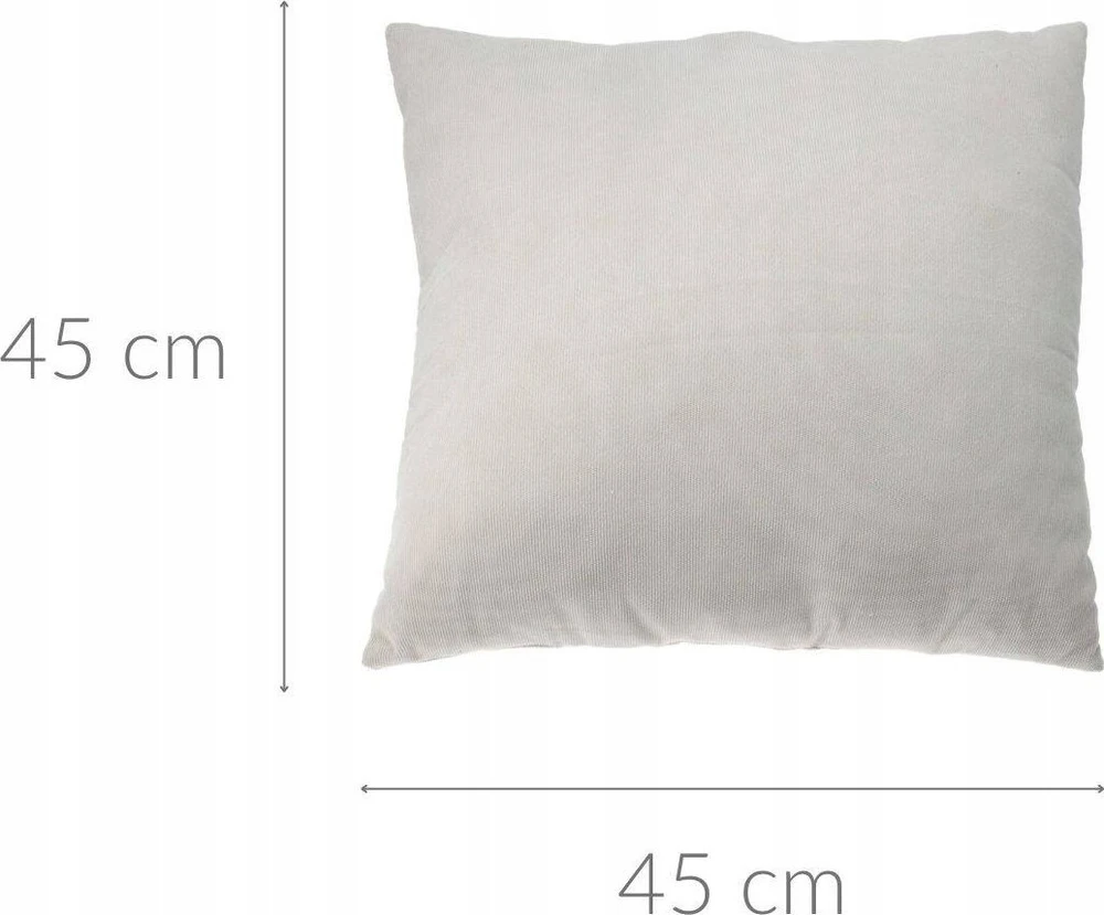 Šviesiai pilka pagalvė RIB 45x45 cm su matmenimis