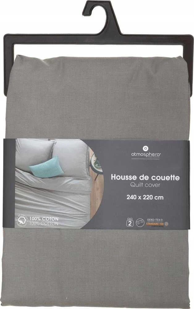 Atmosphera Duvet cover, 240 x 220 cm, cotton, pilkas