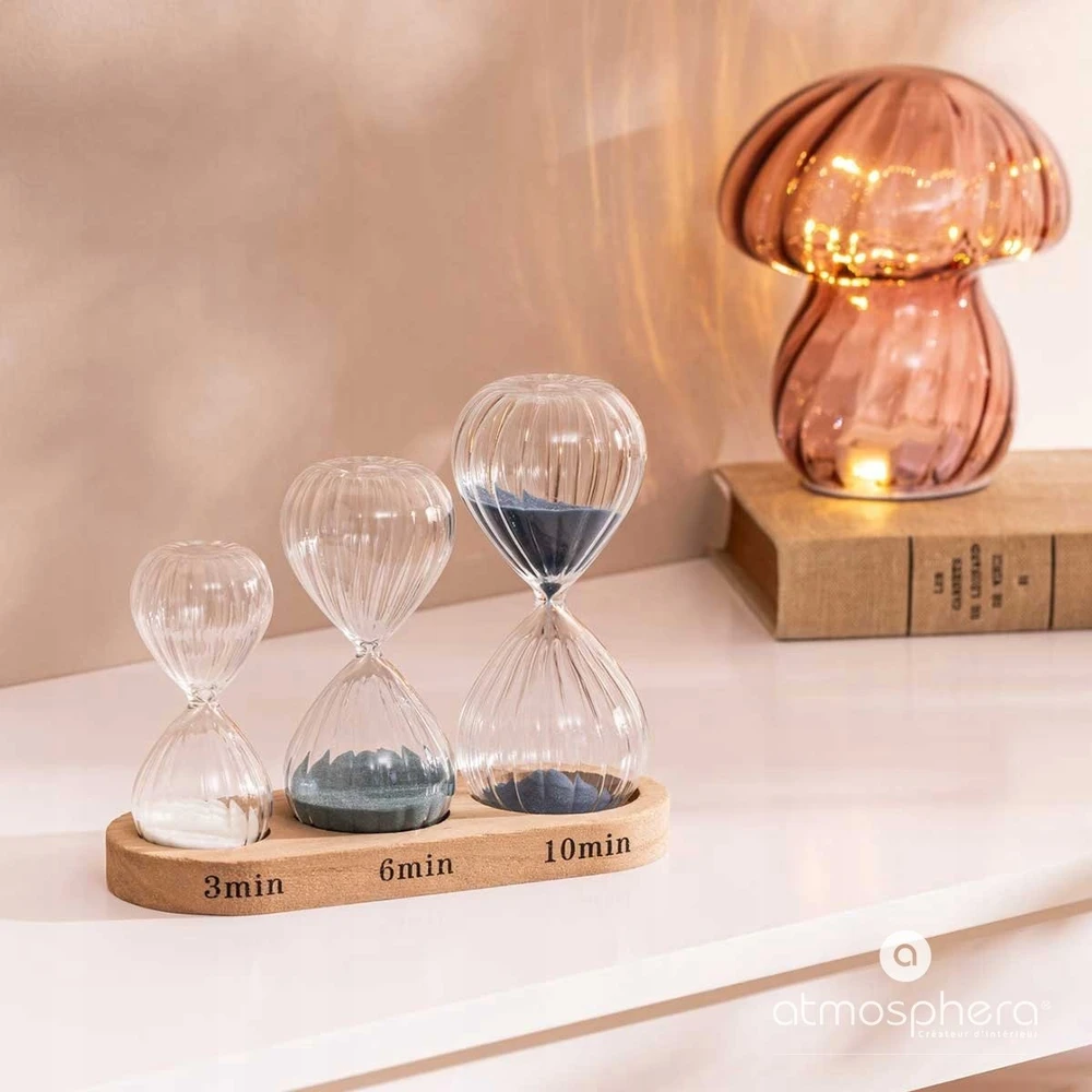 Atmosphera Trijų dekoratyvinių smėlio laikrodžių rinkinys SABI, aukštis 15 cm