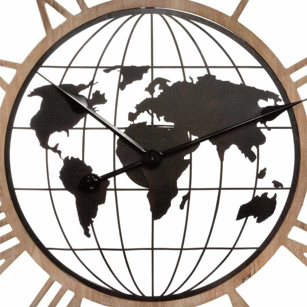 Atmosphera WORLD Sieninis laikrodis su pasaulio žemėlapiu ir romėniškais skaitmenimis, tylus mechanizmas, Ø 67 cm