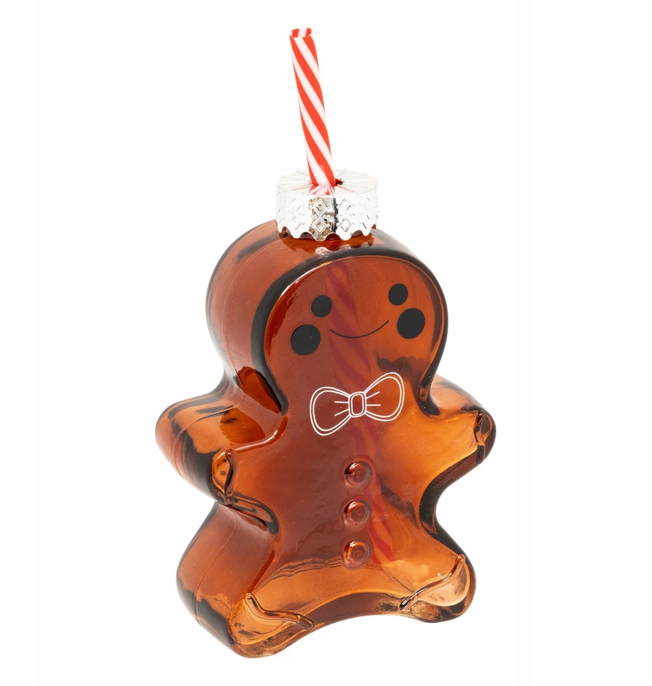 Atmosphera Glass mug in the shape of a gingerbread man with a straw, 280 ml