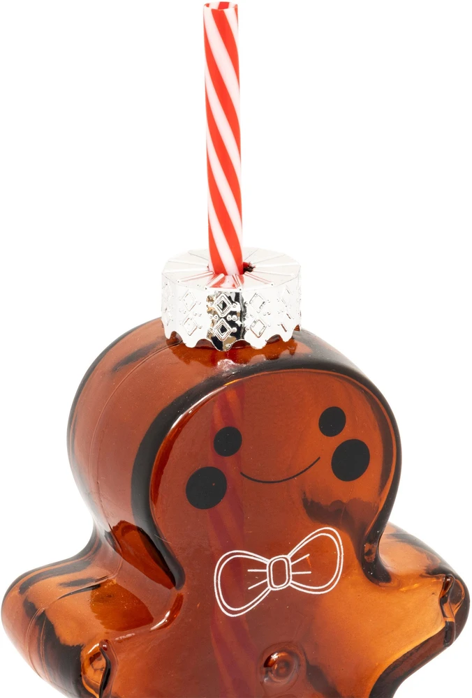 Atmosphera Glass mug in the shape of a gingerbread man with a straw, 280 ml