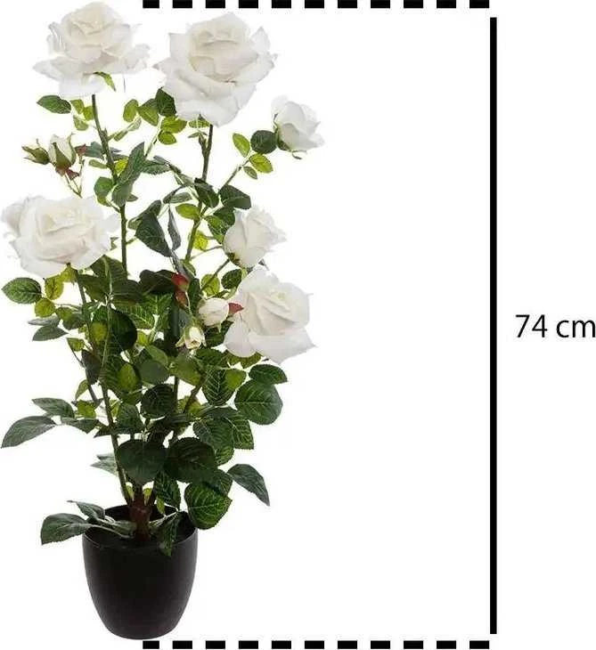 Atmosphera Dirbtinis augalas vazone BUSH Roses, 74 cm, baltas