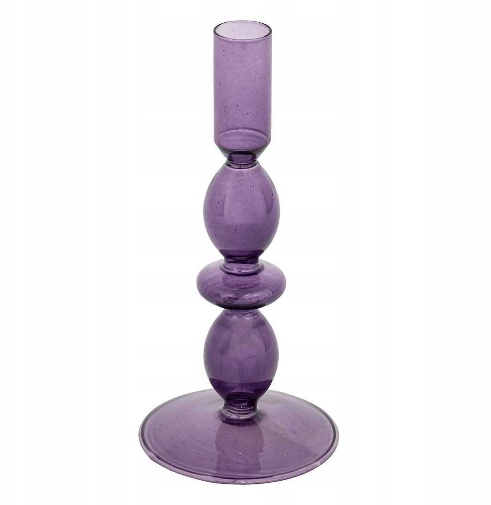 Atmosphera Violetinė stiklinė žvakidė CRISTAL, 19,5 cm