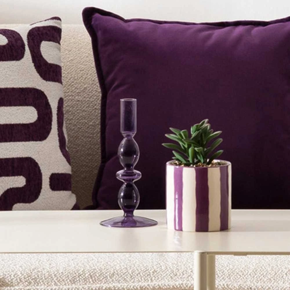 Atmosphera Violetinė stiklinė žvakidė CRISTAL, 19,5 cm