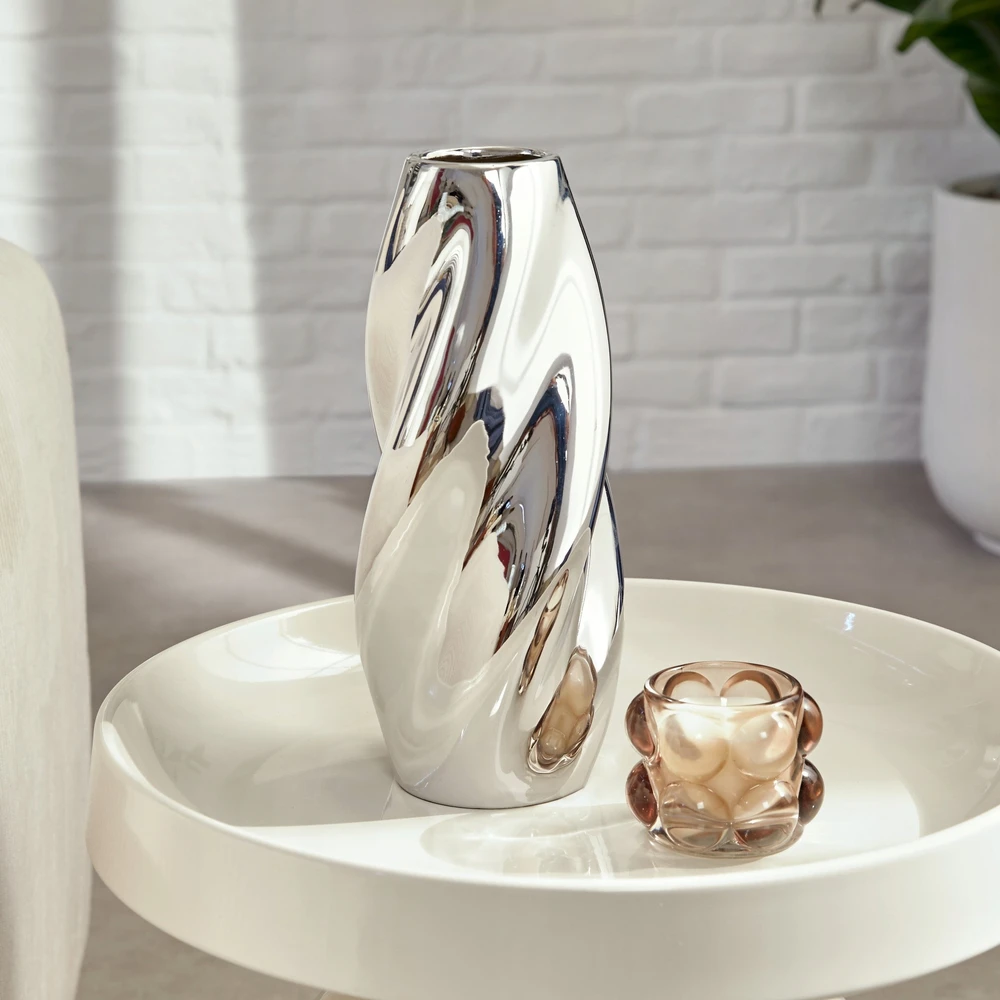 Vaza Atmosphera Twisted 210138, 28 cm, sidabro