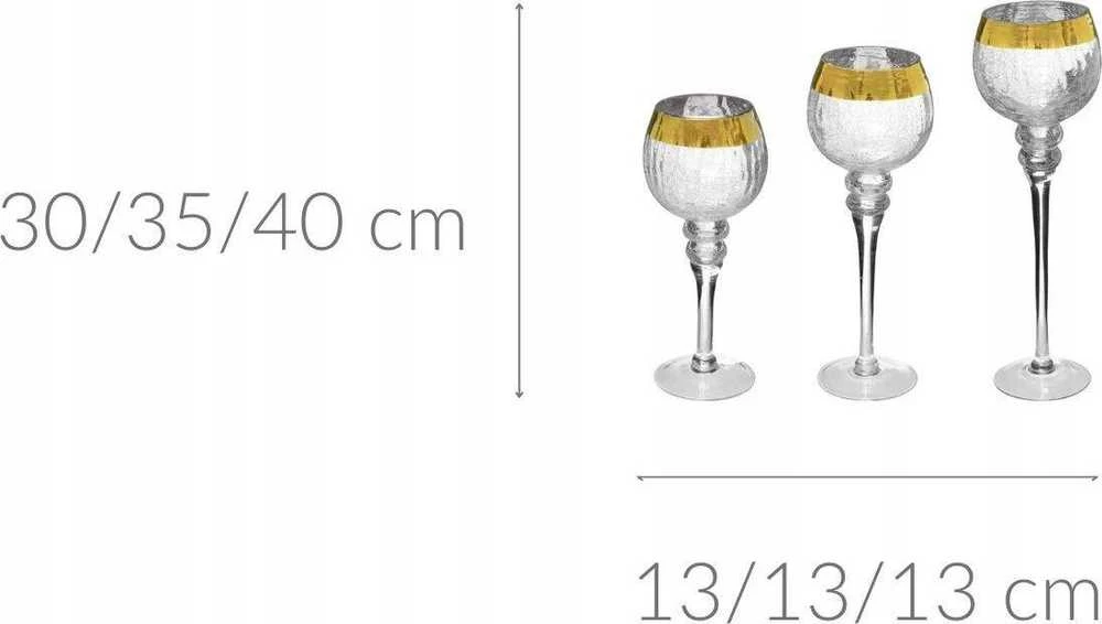 Atmosphera Žvakidžių rinkinys taurės formos, aukštis 30/35/40 cm
