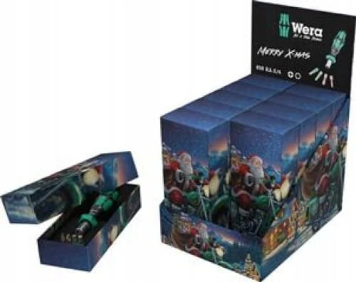 Atsuktuvo rankena su dėtuve 6 1/4 colio antgaliams, „Kraftform Kompakt 27 Set 1 Christmas 2025“, WERA [05135821001] kalėdinėje pakuotėje, dovana