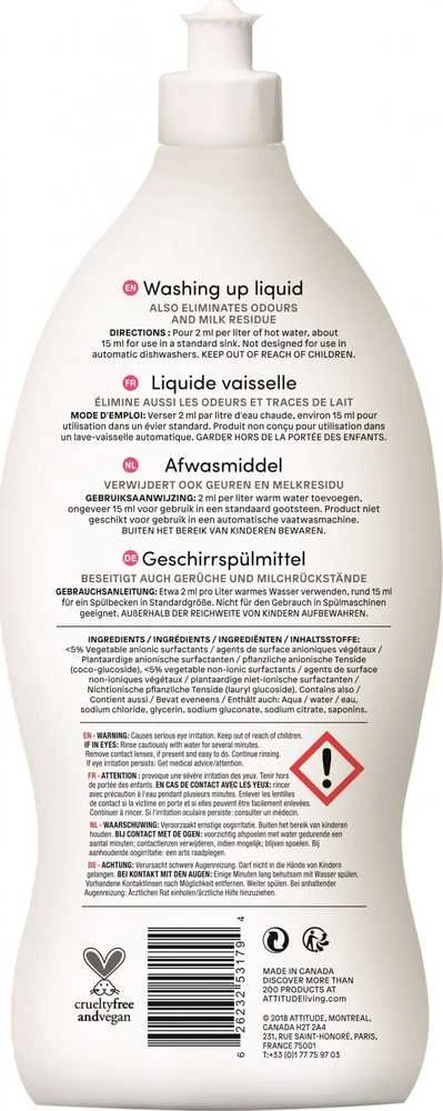 Attitude Skystis buteliukų ir vaikų reikmenų plovimui 700 ml