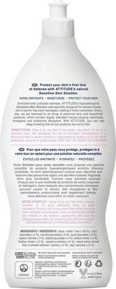 Attitude Attitude, jautrus odos kūdikis, natūralus butelis ir indų plovimo skystis kūdikiams, 700 ml