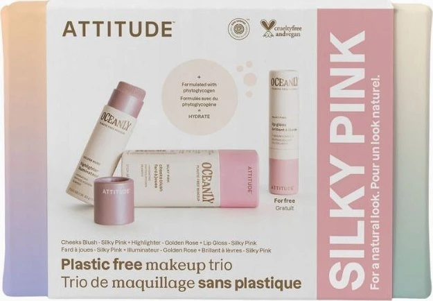 Dekoratyvinės kosmetikos dovanų rinkinys „Oceanly Silky Rožinė“ „Attitude“