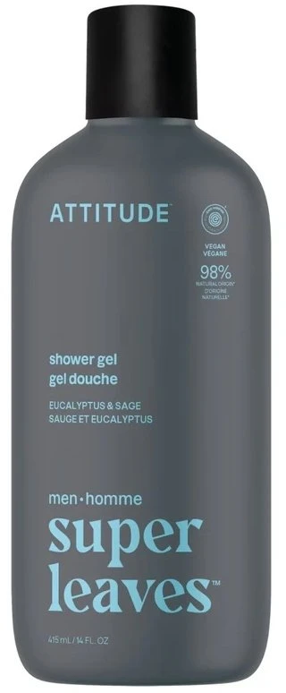„Attitude Attitude SUPER LEAVES MEN“ dušo želė vyrams – eukaliptas ir šalavijas, 415 ml