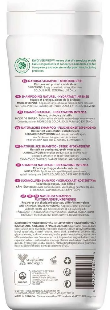 Attitude Šampūnas, stipriai drėkinantis sausų plaukų šampūnas su bolivine balanda ir jojoba, 473 ml