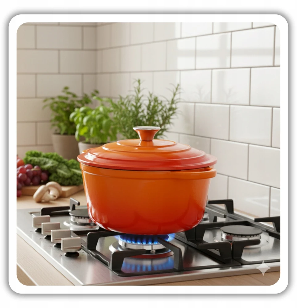 Atusa EMALIOWANY Puodas ŻELIWNY 24cm 4L HAGE Oranžinis