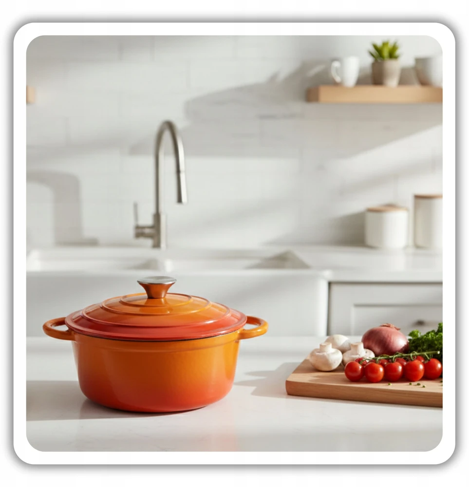 Atusa EMALIOWANY Puodas ŻELIWNY 24cm 4L HAGE Oranžinis