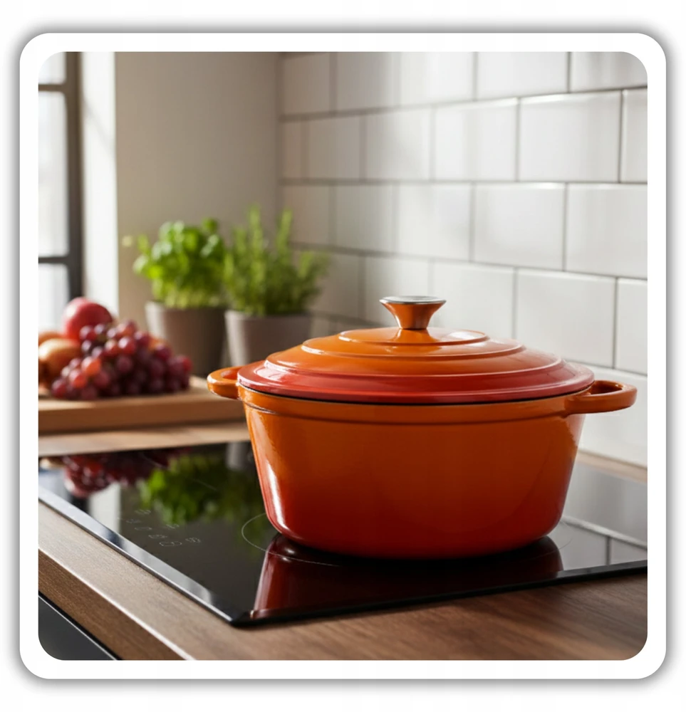 Atusa EMALIOWANY Puodas ŻELIWNY 24cm 4L HAGE Oranžinis
