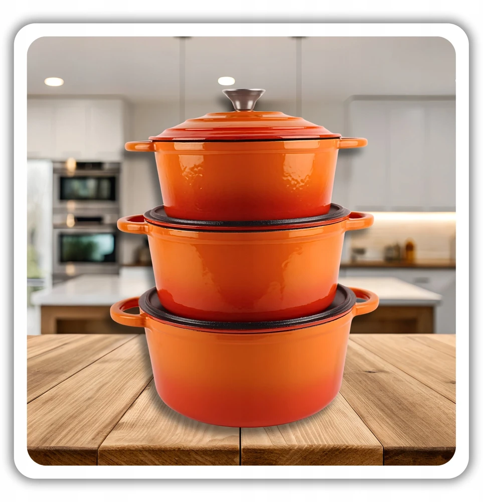 Atusa EMALIOWANY Puodas ŻELIWNY 24cm 4L HAGE Oranžinis
