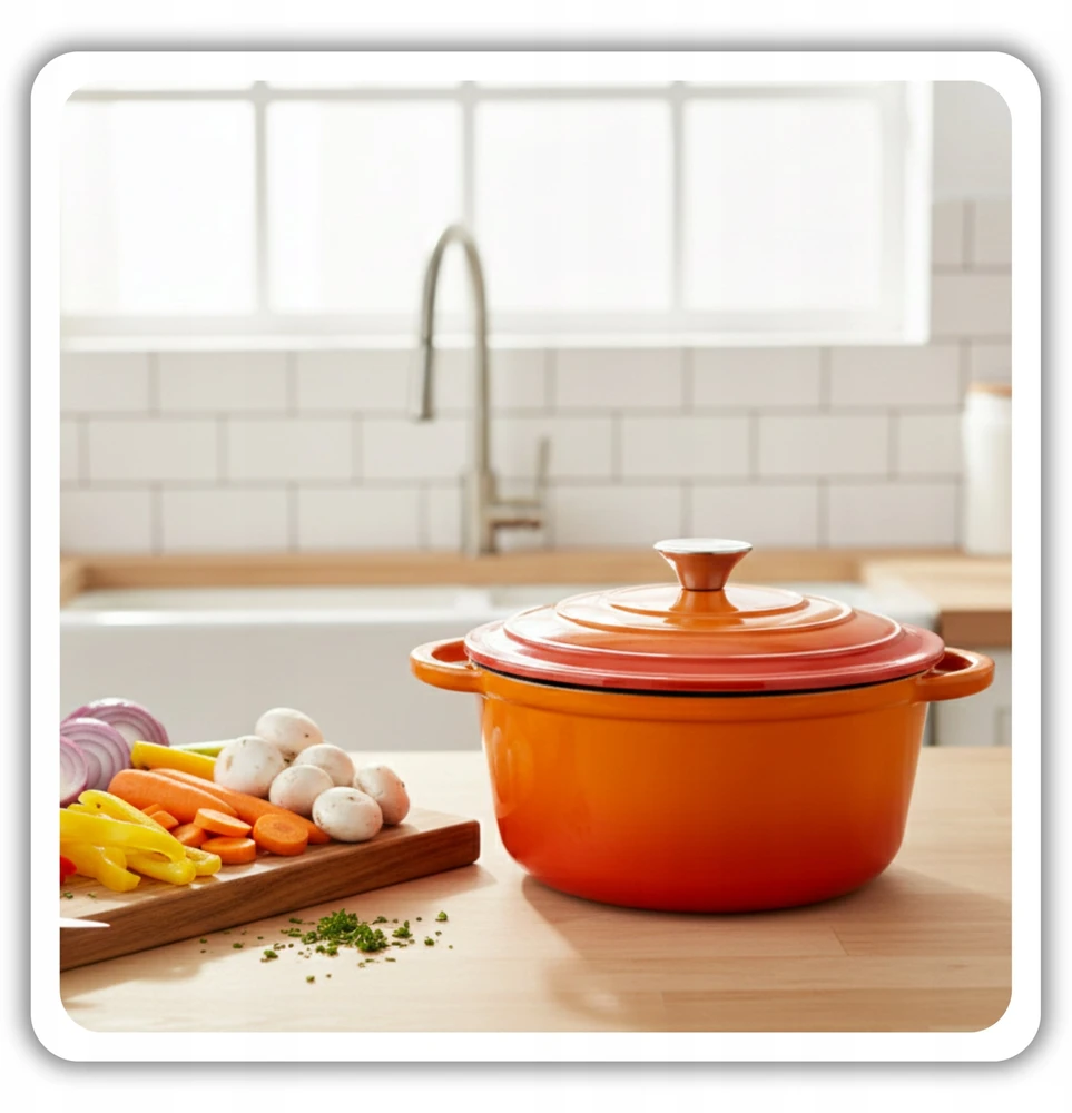 Atusa EMALIOWANY Puodas ŻELIWNY 24cm 4L HAGE Oranžinis
