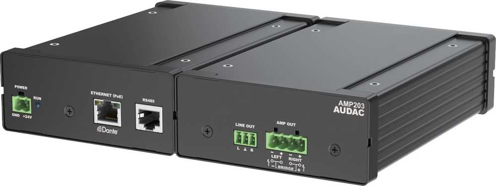 Audac AUDAC AMP203 Dante™ mini stereo stiprintuvas