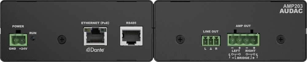 Audac AUDAC AMP203 Dante™ mini stereo stiprintuvas