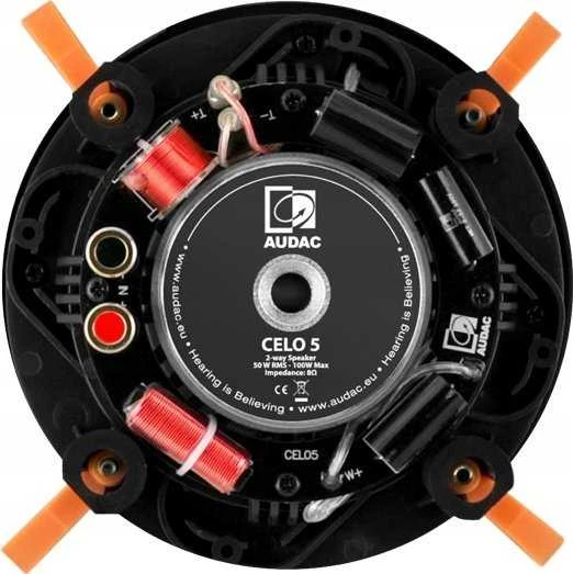 Audac CELO5I/W Wysokiej klasy 2-drożny 5'' głośnik sufitowy Wersja balta - 8Ω (RAL9016 + Logo)''