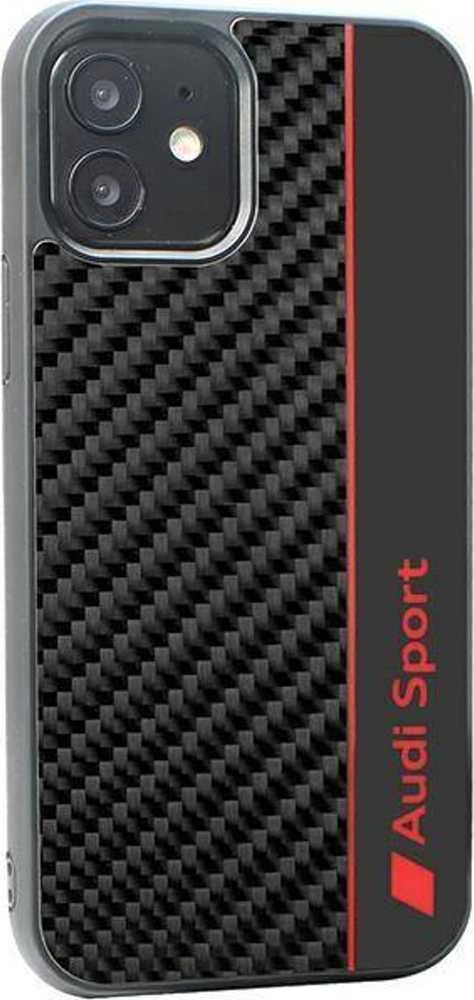 Audi Carbon Fiber Stripe Apple iPhone 11 / Xr 6.1″ juodos spalvos kietas dėklas AUS-TPUPCIP11-R8/D1-BK