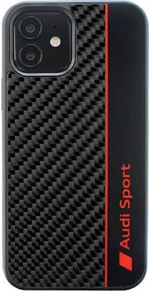 Audi Carbon Fiber Stripe Apple iPhone 11 / Xr 6.1″ juodos spalvos kietas dėklas AUS-TPUPCIP11-R8/D1-BK