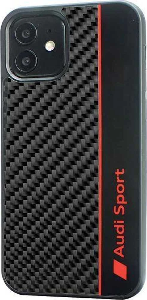 Audi Carbon Fiber Stripe Apple iPhone 11 / Xr 6.1″ juodos spalvos kietas dėklas AUS-TPUPCIP11-R8/D1-BK
