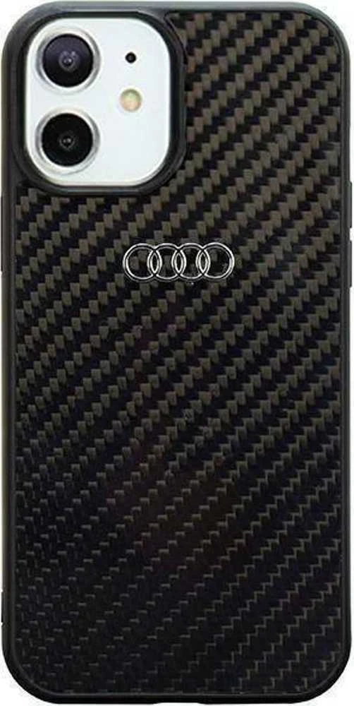 Audi Carbon Fiber Apple iPhone 11 / Xr 6.1″ juodos spalvos kietas dėklas AU-TPUPCIP11-R8/D2-BK