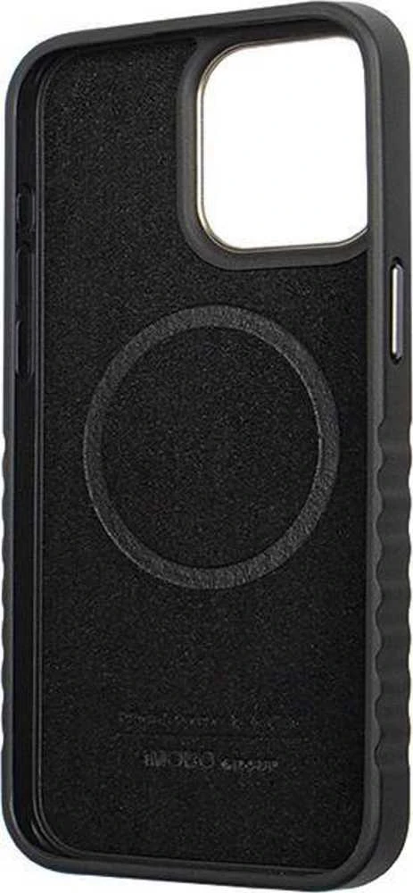 Audi Genuine Leather MagSafe Apple iPhone 15 Pro 6.1″ juodos spalvos-red kietas dėklas AU-TPUPCMIP15P-R8/