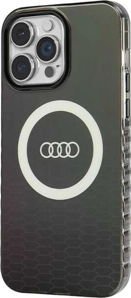 Audi IML Big Logo MagSafe Dėklas Apple iPhone 14 Pro Max 6.7″ juodos spalvos hardcase AU-IMLMIP14PM-Q5/D2-BK