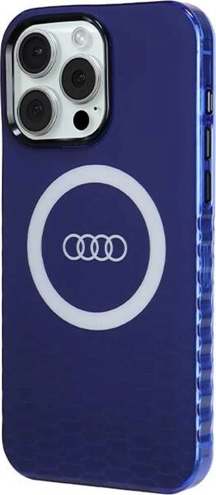 Audi IML Big Logo MagSafe Dėklas Apple iPhone 15 Pro Max 6.7″ mėlynos spalvos hardcase AU-IMLMIP15PM-Q5/D
