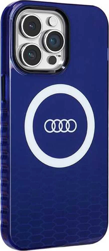 Audi IML Big Logo MagSafe Dėklas Apple iPhone 14 Pro Max 6.7″ mėlynos spalvos hardcase AU-IMLMIP14PM-Q5/D