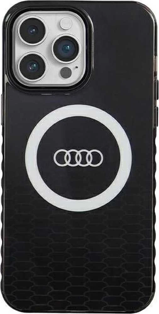 Audi IML Big Logo MagSafe Dėklas Apple iPhone 14 Pro Max 6.7″ juodos spalvos hardcase AU-IMLMIP14PM-Q5/D2-BK