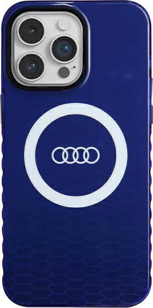 Audi IML Big Logo MagSafe Dėklas Apple iPhone 14 Pro Max 6.7″ mėlynos spalvos hardcase AU-IMLMIP14PM-Q5/D