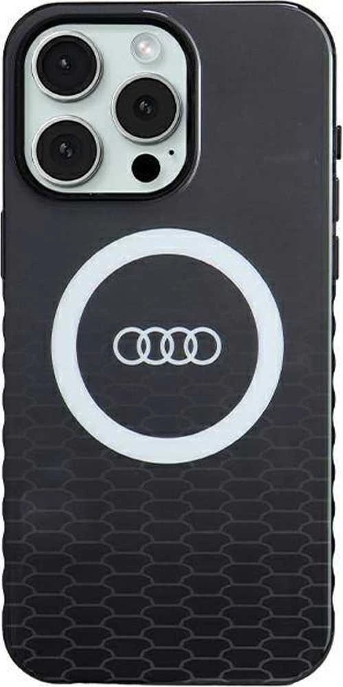Audi IML Big Logo MagSafe Dėklas Apple iPhone 15 Pro Max 6.7″ juodos spalvos hardcase AU-IMLMIP15PM-Q5/D2-BK